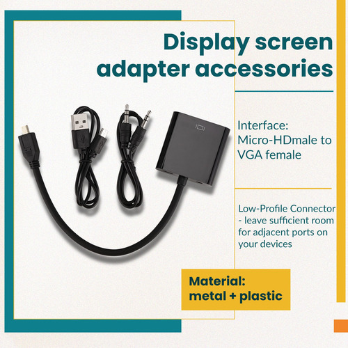 Cable Adaptador Micro A Vga, Convertidor De Vídeo De 1080p C