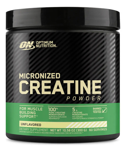 Optimum Nutrition Powder Creatina 300g 60 Porciones Suplemento Deportivo​ Sin Sabor