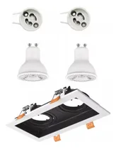 Comprar Foco Doble Aro Móvil Embutido + Bases Gu10 + 2 Dicroicas Led