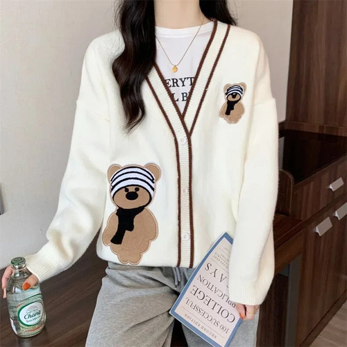Cárdigan De Punto Con Forma De Oso De Estilo Coreano Para Mu