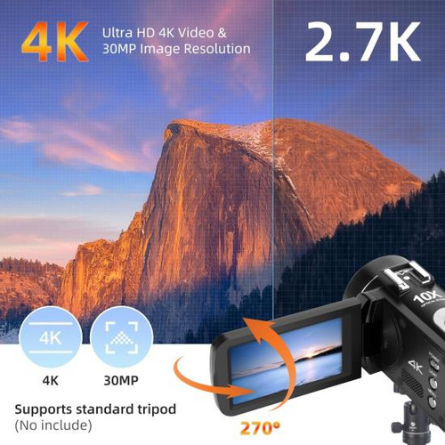 Videocámara 4k Con Zoom Óptico 10x Y Zoom Inteligente 120x,