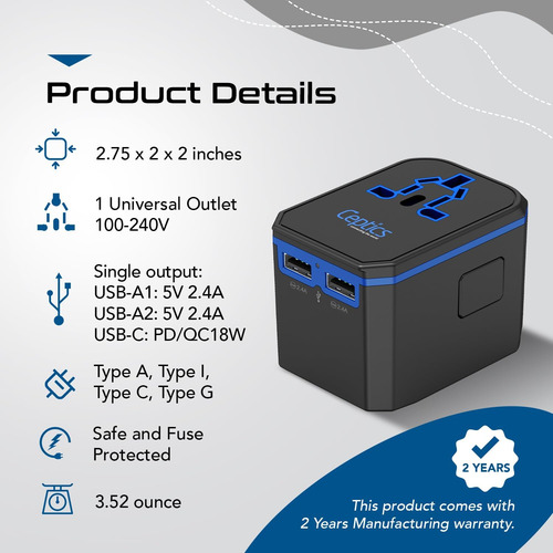 Adaptador De Corriente Ceptics International, Tipo Usb Para