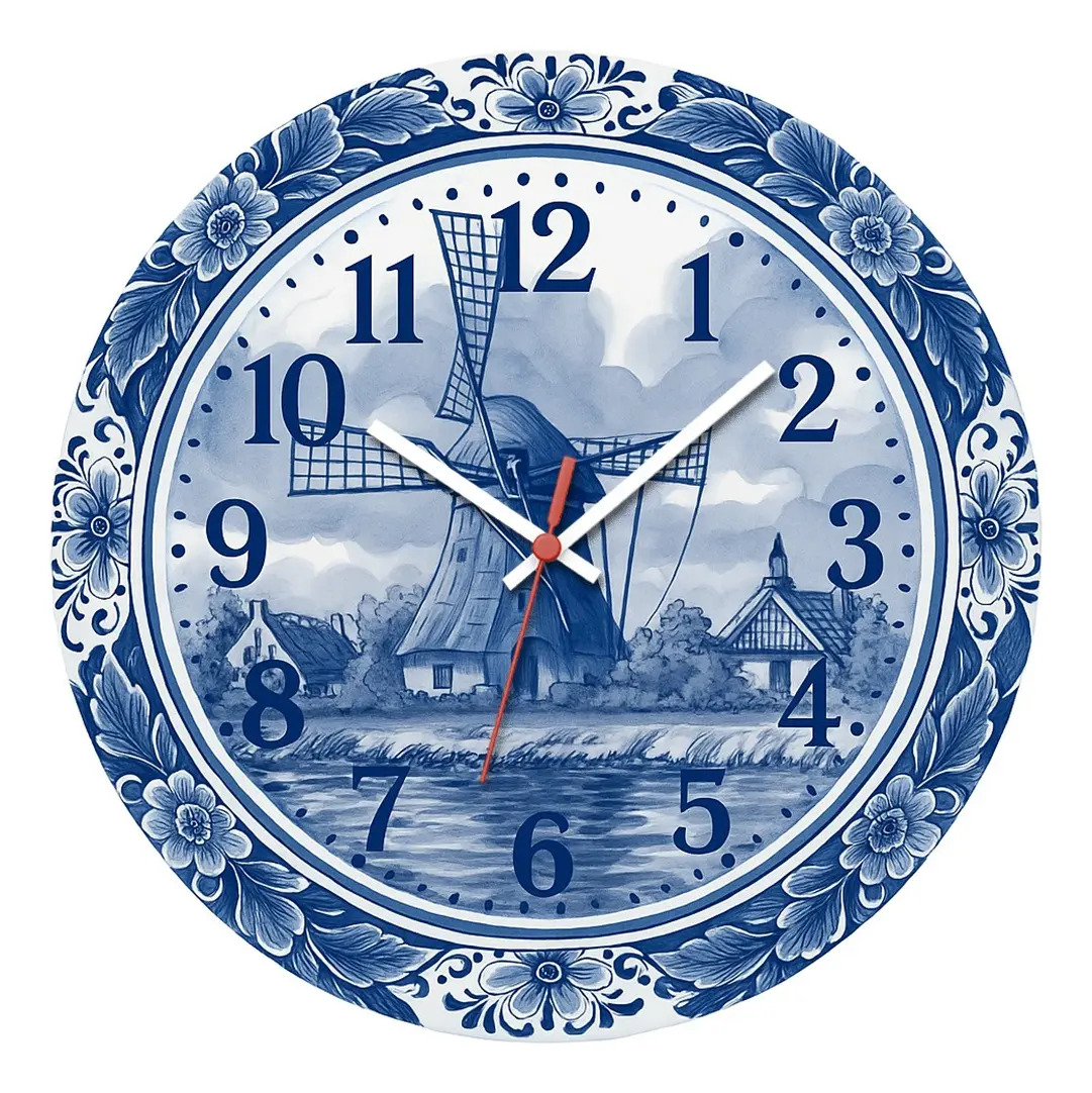 Relógio De Parede Países Da Europa Decorativo 29cm Mdf Estrutura Adesivado Fundo Paises03holanda