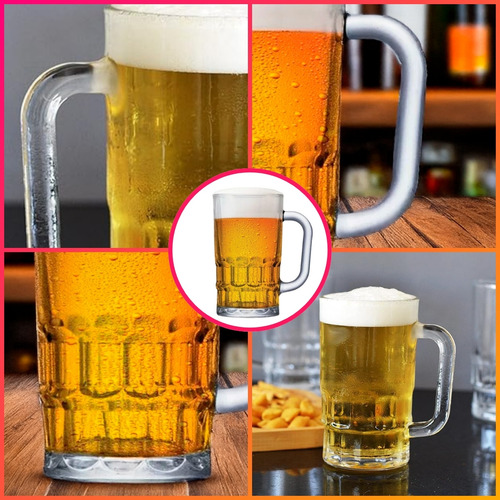 Conjunto Com 6 Canecas De Chopp, Cerveja Bebida Vidro 360 Ml