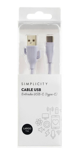 Cable Usb Simplicity Entrada Usb-c Type-c Lila