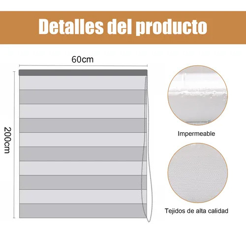 Hapemein® Persiana Doble Capa Hpaemein 60x200cm Cañamo Blackout