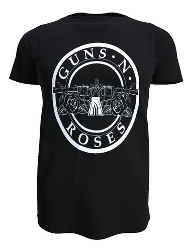 Polera Unisex Guns And Roses, (circulo Blanco) 100% Algodón