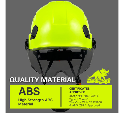 Casco De Seguridad Construcción Con Visera Ansi Isea Z89.1 Ds-a8-visera Tintada Verde