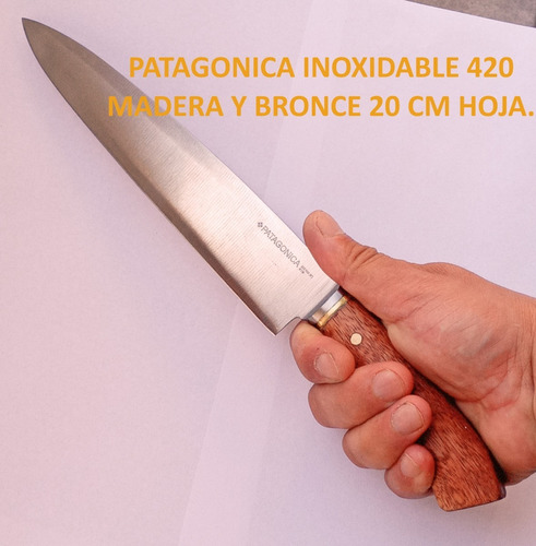 Cuchillo Patagonica 20 Cm Inox C/madera Anchico Total 32 Cm