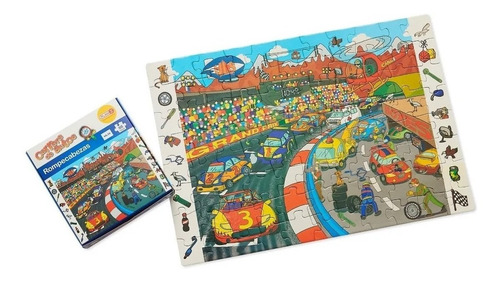 Puzzle Rompecabeza 88 Piezas Pista Autos + Busca Y Encuentra