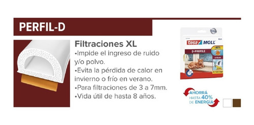 Imagen 2 de 8 de Burlete Adhes Tesa Moll D-profile- Blanco 6m. Stop Chiflete