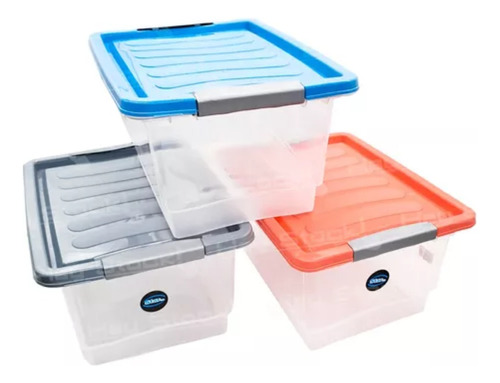  Caja Organizadora 10 Lts Con Tapa Y Traba 30x26x19