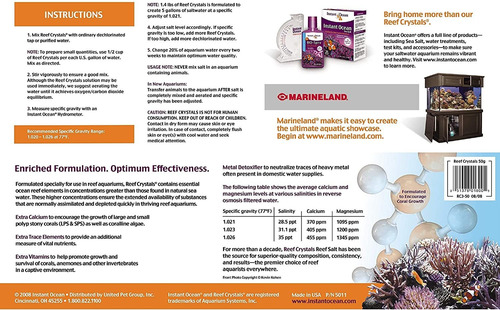 Instant Ocean Reef Crystals Reef Salt, Formulado Específicam