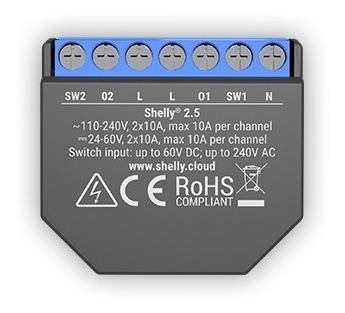 Imagen 4 de 10 de Shelly 2.5 Relé Wifi De 2 Canales - Mide Consumo Eléctrico!