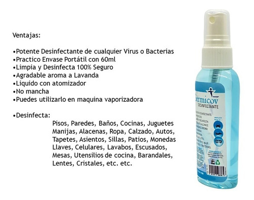 Desinfectante C/atomizador 60ml Practico Exhibidor C/10 Pz