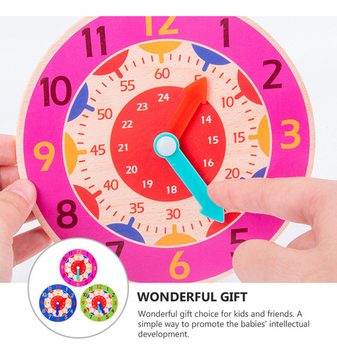 Reloj De Madera Con Dibujos Animados, Juguete De Aprendizaje