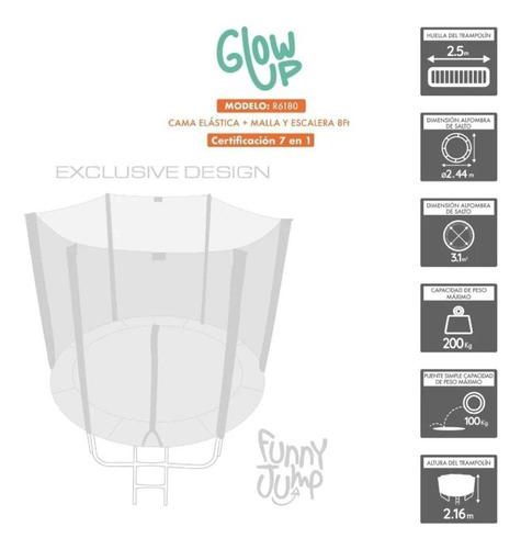 Arriendo Cama Elástica Glow Up 2,44 Mt Diámetro