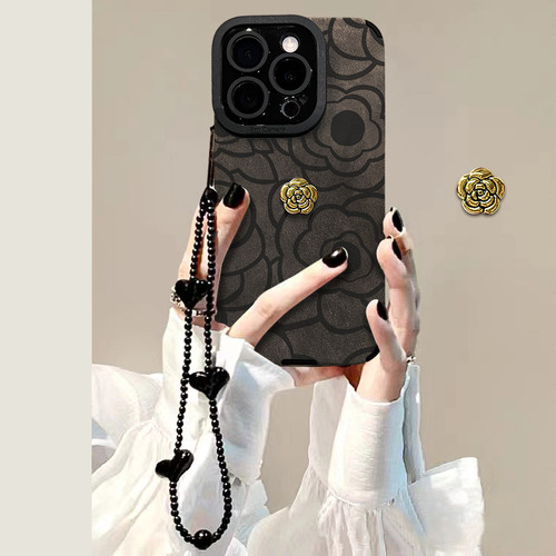Funda 3d Camelia Bracelet 15 Pro 14 Suede 13 Pre Para iPhone