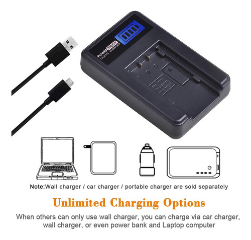 1pack Vwvbt380 Vwvbt190 Batería + Lcd Cargador Usb Pan...
