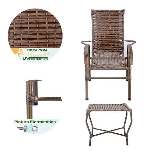 Conjunto Cadeira Poltronas Cadeiras Jogo Varanda Fibra Junco