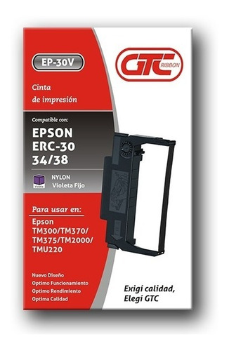 Cinta Gtc Impresora Fiscal Epson Erc 30/34/38 Ep-30 Pack X3
