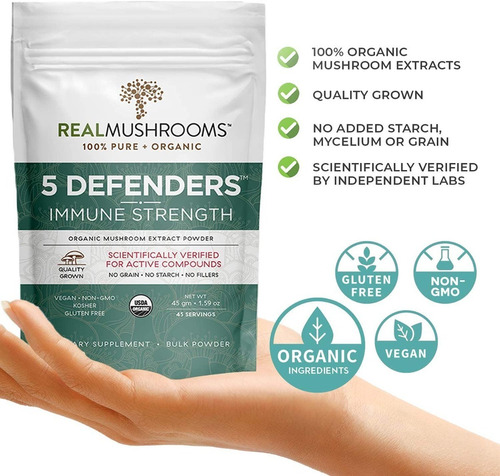 Real Mushrooms 5 Defenders Immune Strength 45 Servings