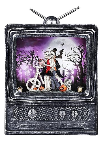 Halloween Lighted Vintage Television Decoration Spinnin...