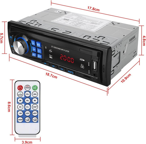 Autoestéreo Bluetooth Audio Adapter Radio Usb Sd Aux Audio