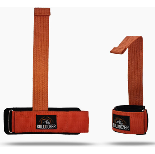 Strap Profissional Com Munhequeira Musculação Cross Academia Cor Laranja