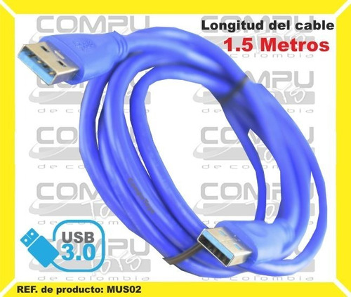 Cable Usb 3.0 Macho-macho 1.5 M Ref: Mus02 Computoys Sas