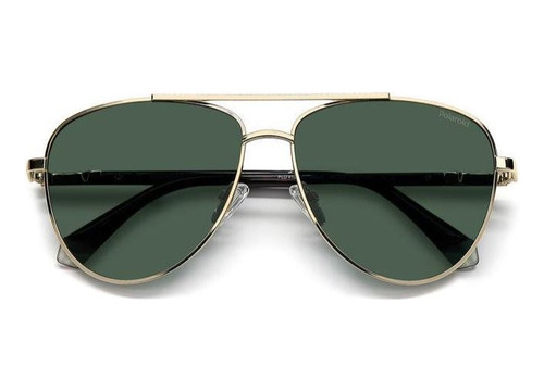Lentes Polaroid Pld4126/s J5g Dorado Solar Polarizado Lente Verde Oscuro Varilla Dorado J5g Armazón Dorado J5g