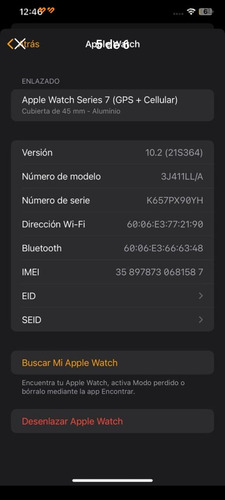Apple Watch Serie 7 Gps + Celular 45 Mm (Usado)