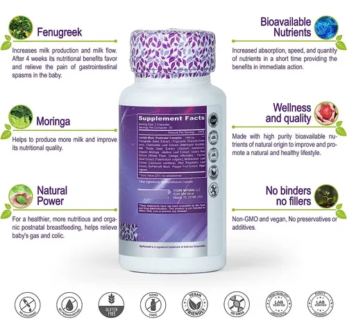 You're Natural Lactate Mom Vitaminas De Apoyo Posparto Para Lactancia Materna 60 Cápsulas Vegetarianas