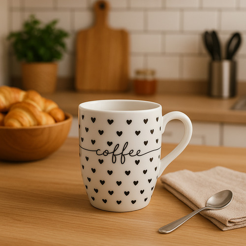 Conjunto 6 Canecas Em Porcelana 350ml Para Café Coração