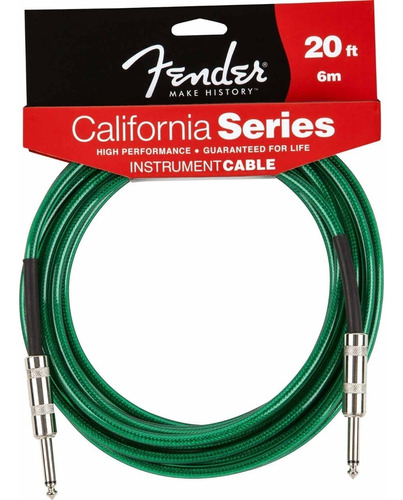 Cable Instrumento Fender California Plug Plug 6 Mts Colores Color Verde