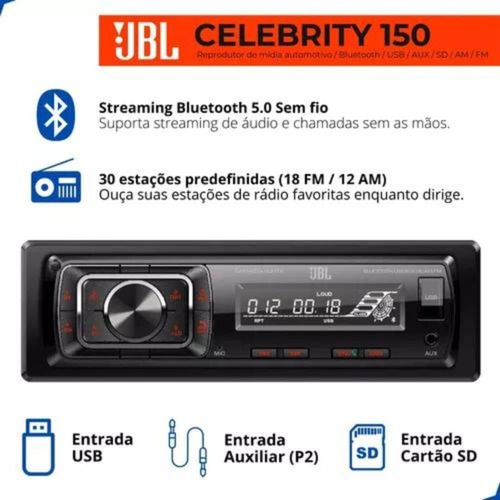 Radio Mp3 Jbl + 4 Alto Falante Bravox 5 Pol + 6 Pol Triaxial