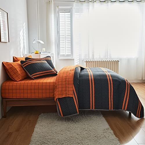 Edredón Boho Moderno Flysheep King, 3 Pzs Naranja Brillante