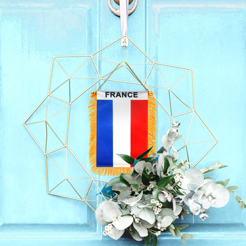 Bandera Anley France Con Flecos Para Colgar En Ventana, 10 X