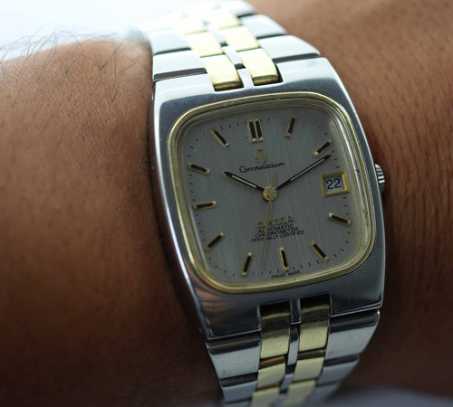 Omega Constellation Aço E Ouro Maciço 18k Relogio Automatico Chronometer Calendario Segundeiro Tinge Assinado J21693