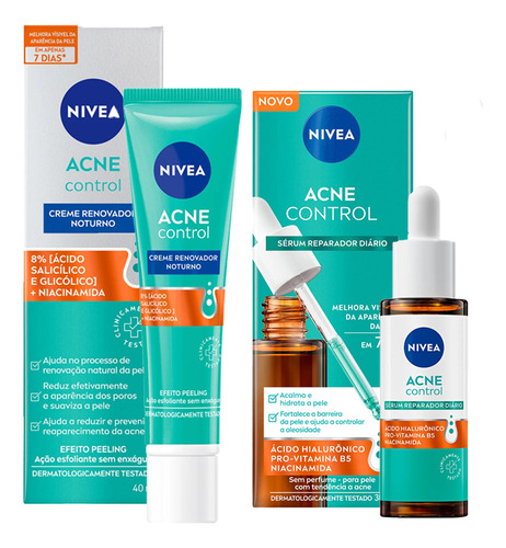 Nivea Acne Control Cr Renovador 40ml + Sérum Reparador 30ml
