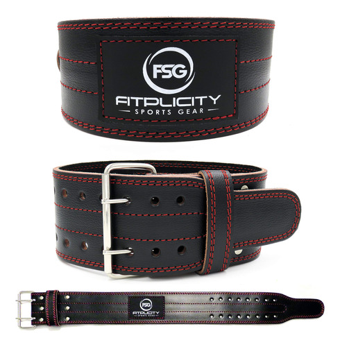 Fitplicity Cinturon Levantamiento Pesa Profesional Cuero 4 