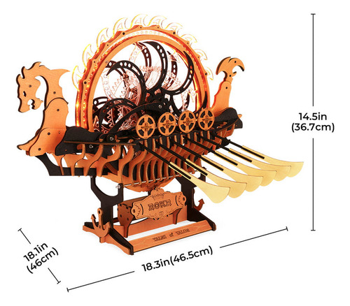 Puzzle Mecánico De Madera 3d Rokr Viking Dragon Ship Lk802