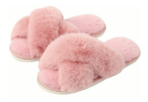 Pantuflas Cómodas De Felpa Cruzada Ocio Luz Para Mujer