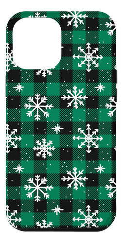 iPhone 12 Pro Max Snowflakes En El Patrón Verde Y Negro - Ca