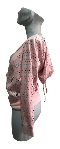 Sudadera Para Mujer Dama Corazones Escote En V Rosa Casual S (Usado)
