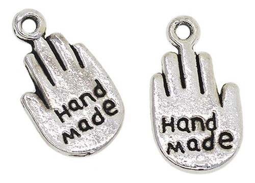 50pcs Forma De Plata Antigua Etiqueta Mano Colgante Para