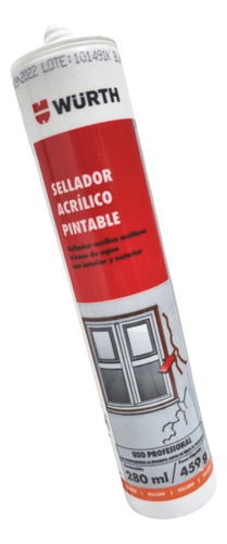 Sellador Acrilico Pintable Blanco Wurth 280ml