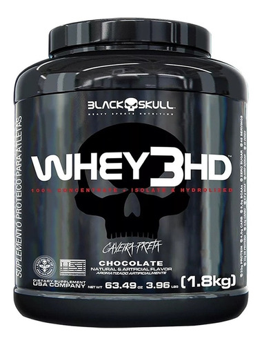 Suplemento en polvo Black Skull  Caveira Preta Series Whey 3HD proteínas sabor chocolate en pote de 1.8kg