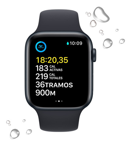 Imagen 4 de 8 de Apple Watch SE GPS - Caja de aluminio color medianoche 44 mm - Correa deportiva medianoche - Patrón