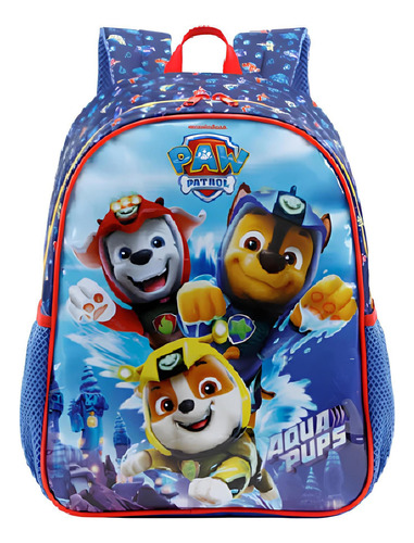 Mochila Costas Escolar Tam. P 14 Patrulha Canina Aqua Pups